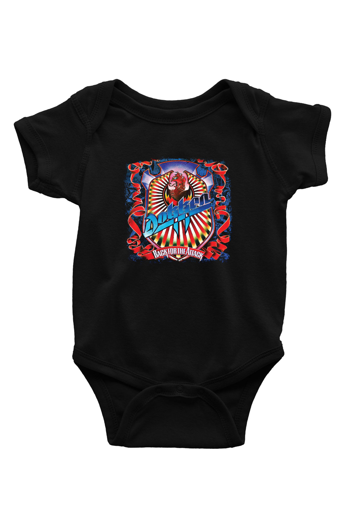 Dokken Baskılı Unisex Siyah Bebek Body - Zıbın
