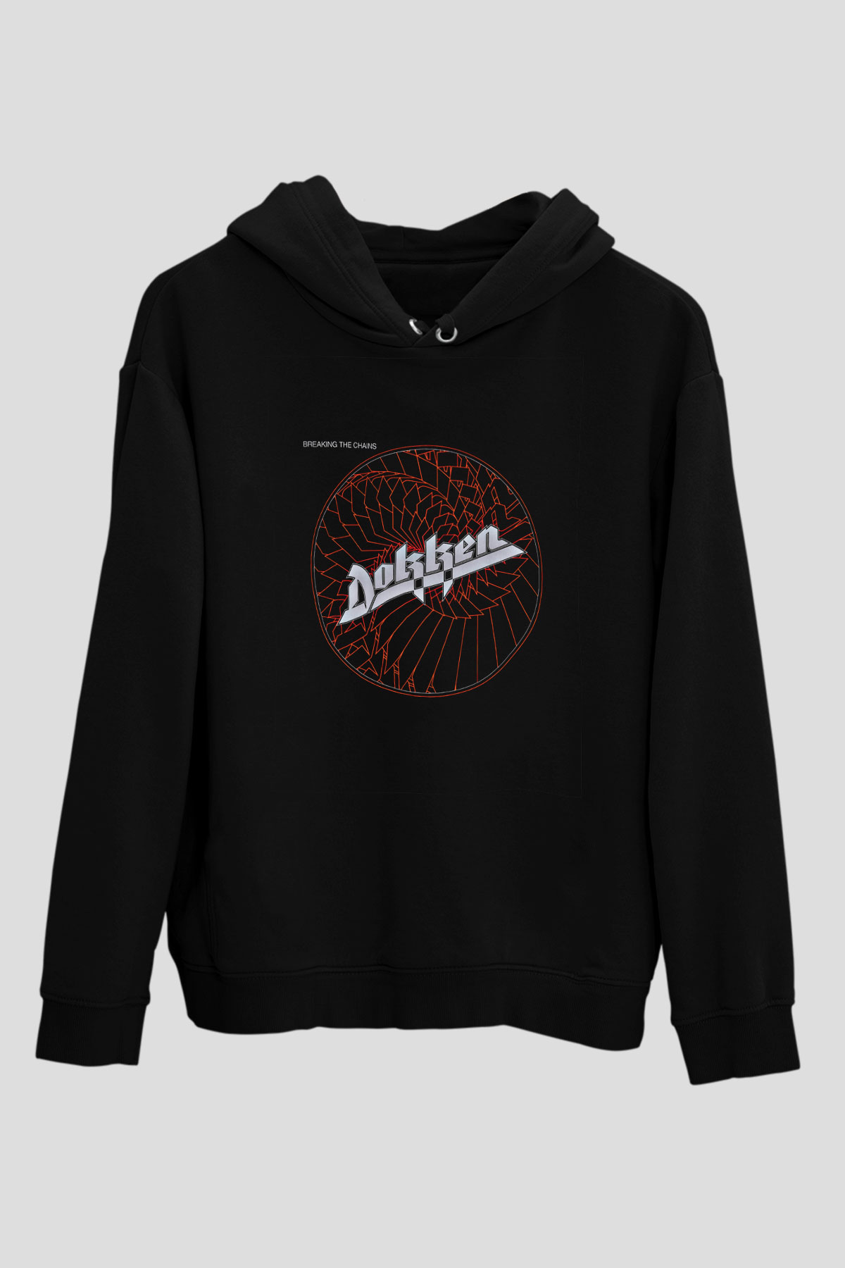 Dokken Baskılı Unisex Siyah Hoodie