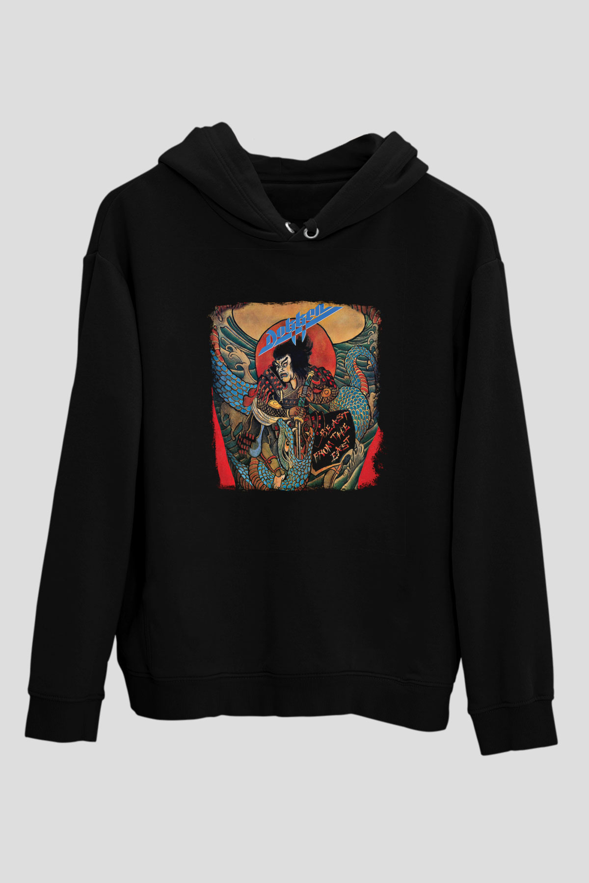 Dokken Baskılı Unisex Siyah Hoodie