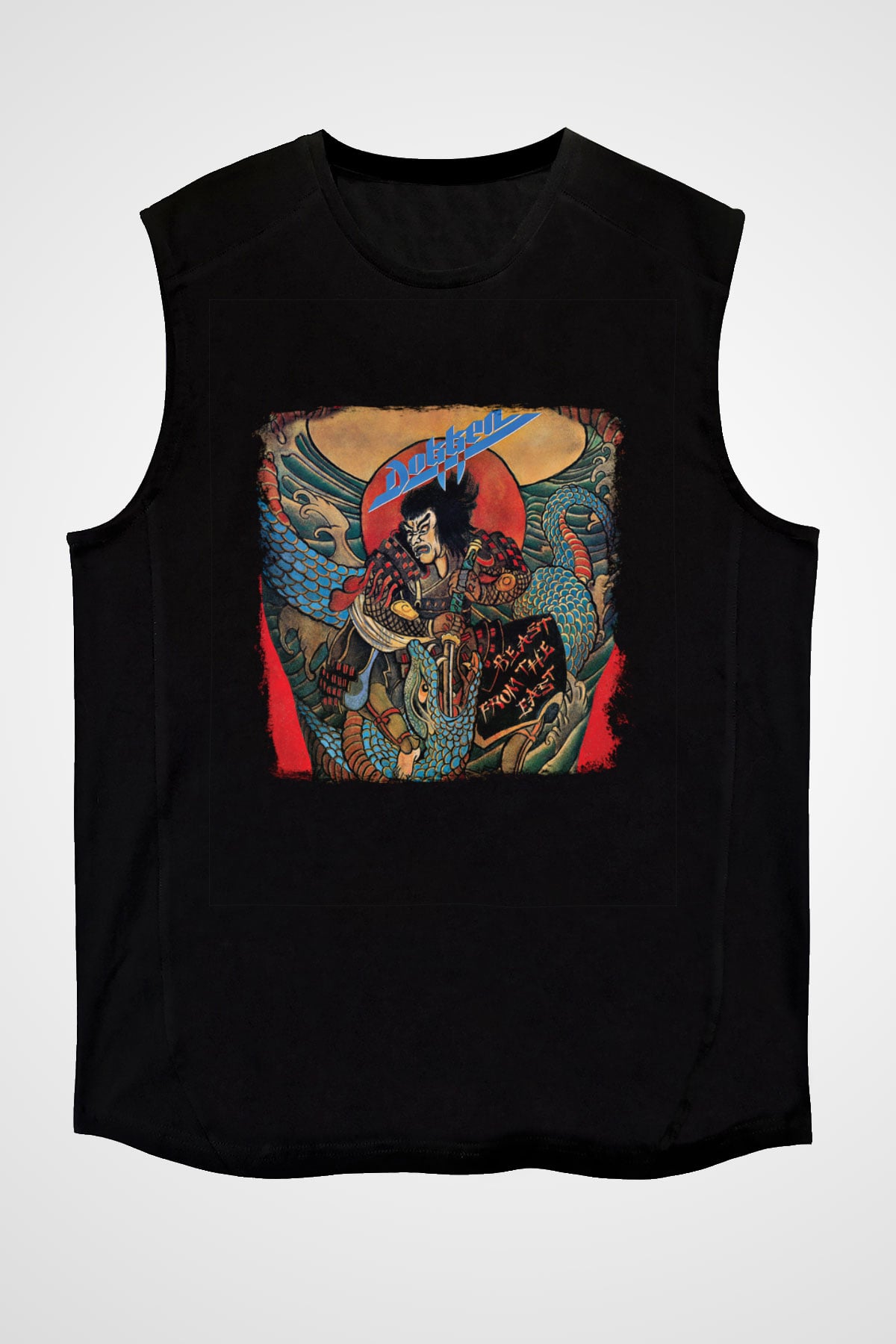 Dokken Baskılı Unisex Siyah Kolsuz Tişört