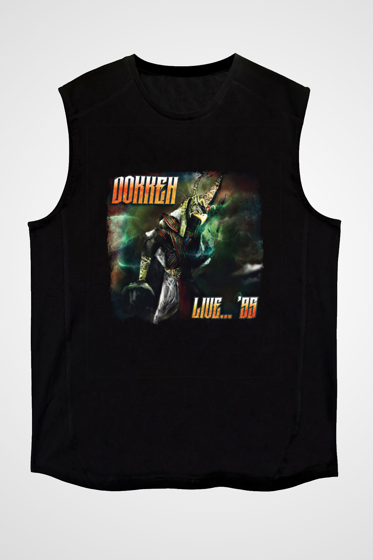 Dokken Baskılı Unisex Siyah Kolsuz Tişört