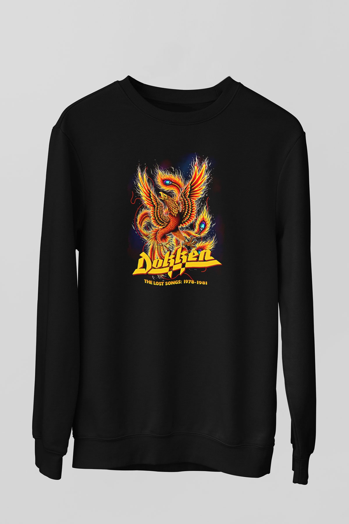 Dokken Baskılı Unisex Siyah Sweatshirt