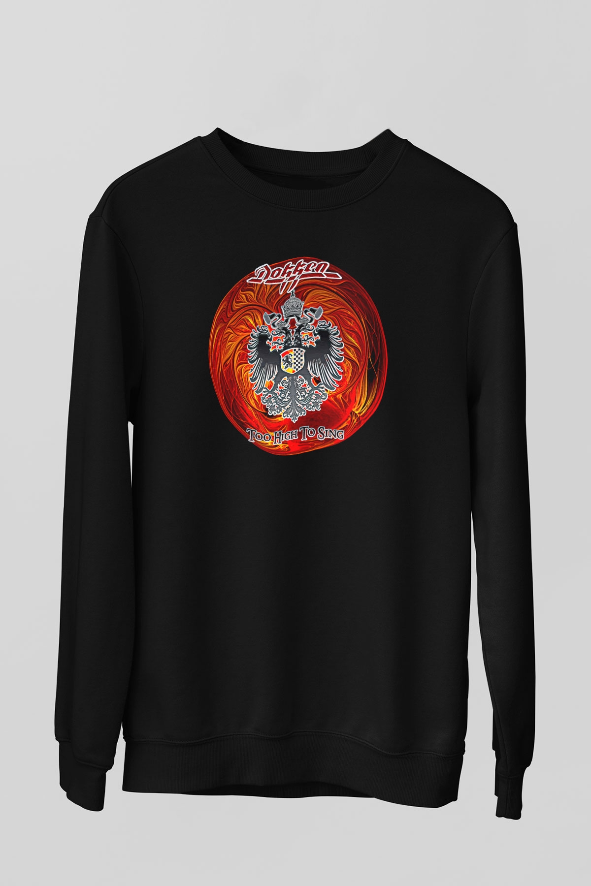 Dokken Baskılı Unisex Siyah Sweatshirt