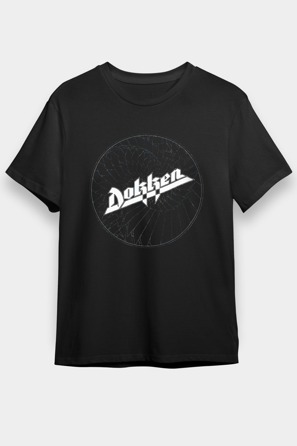Dokken Baskılı Unisex Siyah Tişört - Tshirt