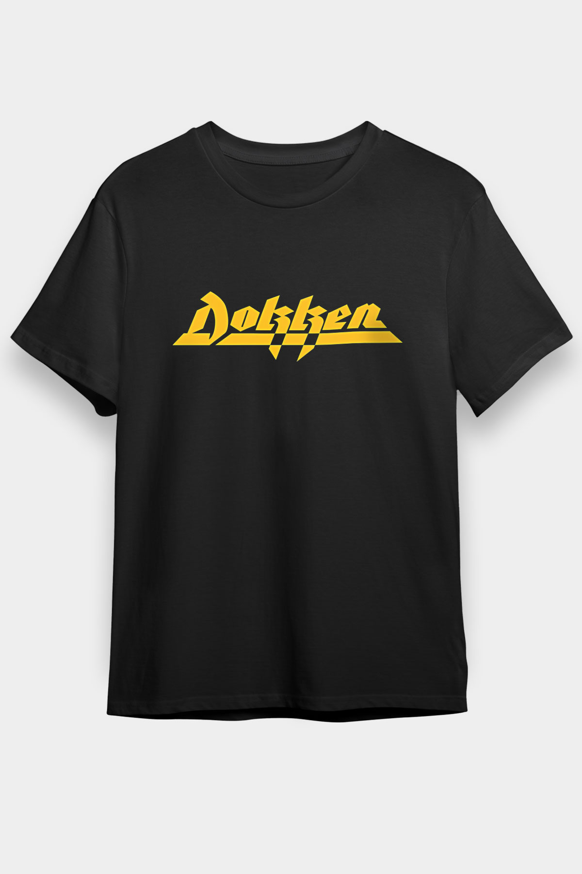 Dokken Baskılı Unisex Siyah Tişört - Tshirt