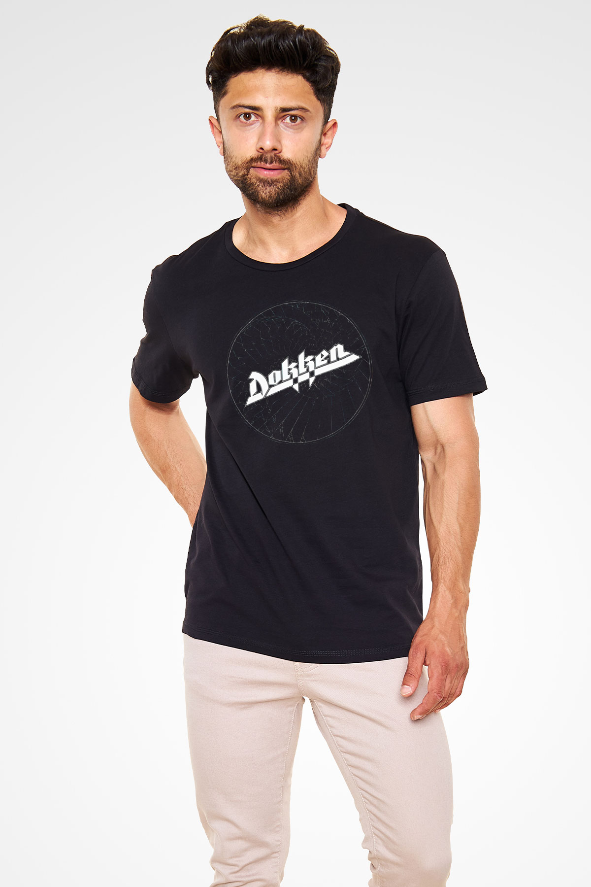 Dokken Baskılı Unisex Siyah Tişört - Tshirt
