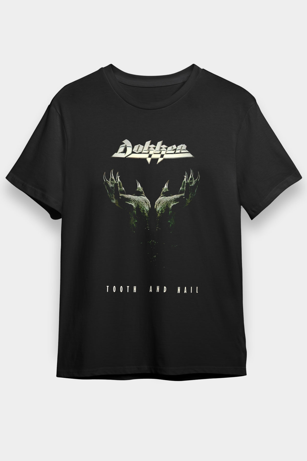 Dokken Baskılı Unisex Siyah Tişört - Tshirt
