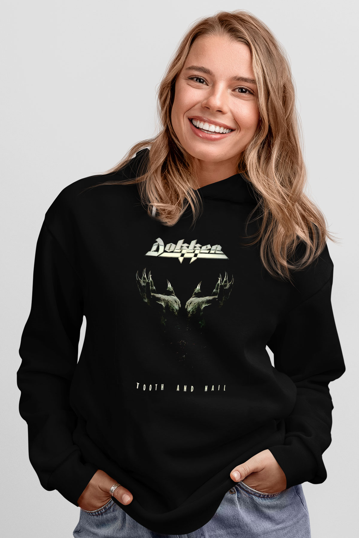 Dokken Siyah Unisex Kapüşonlu Sweatshirt