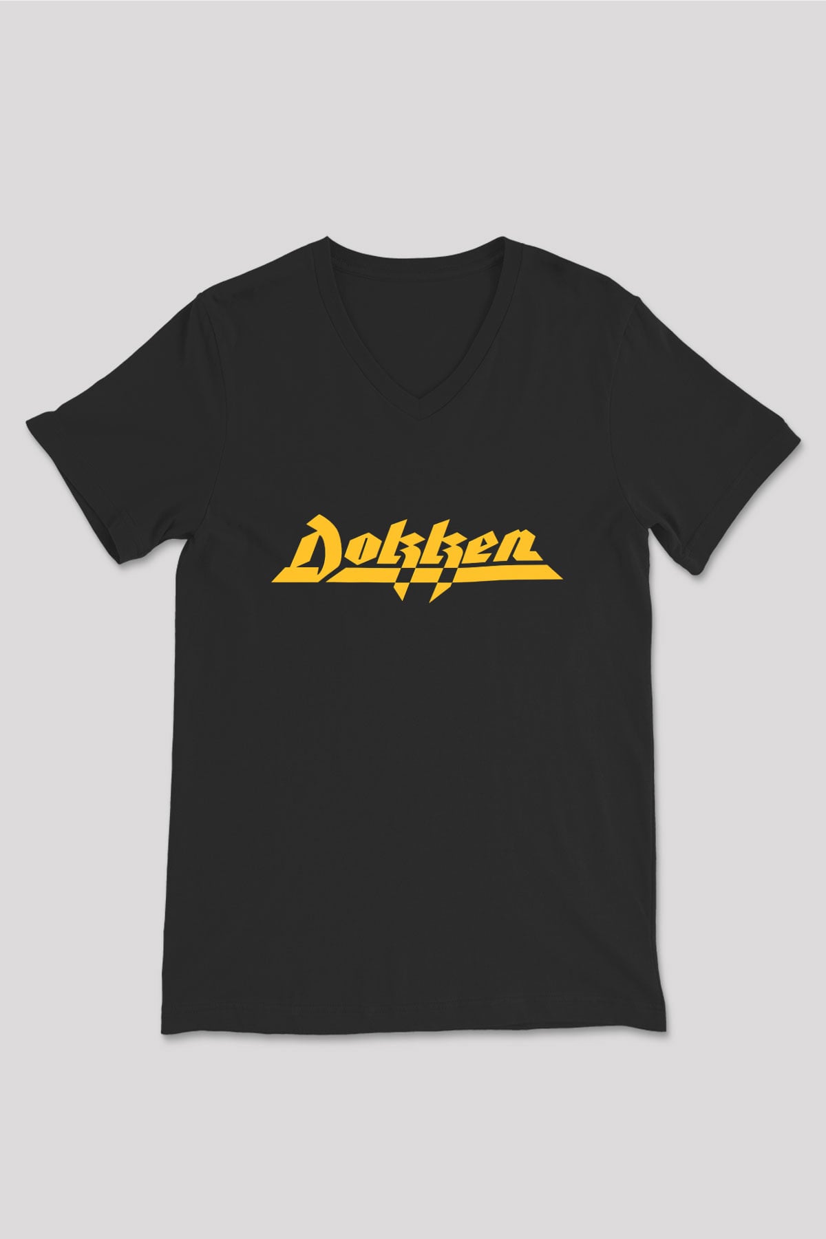 Dokken Siyah Unisex V Yaka Tişört