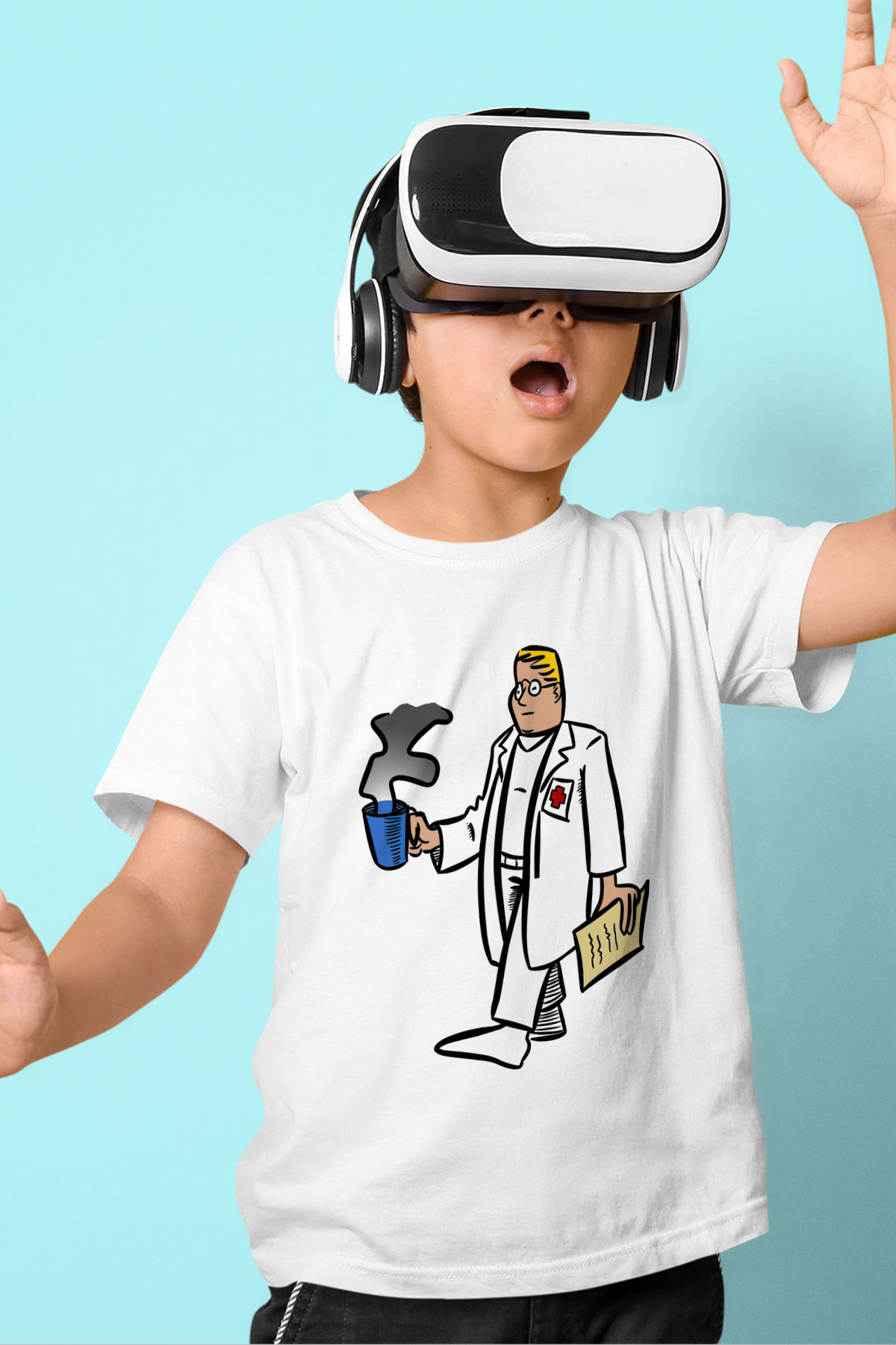 Doktor Beyaz Unisex Çocuk Tişört