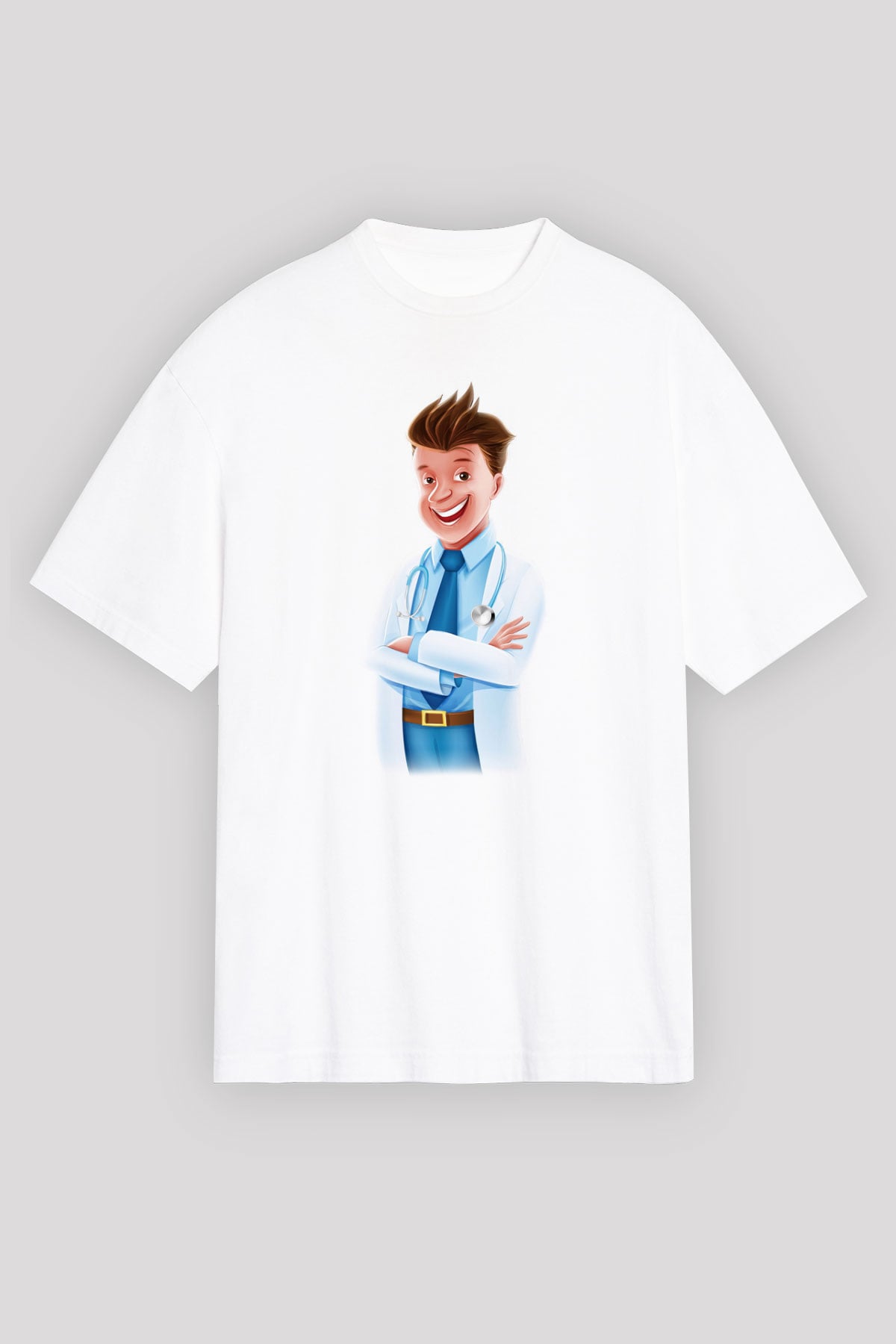 Doktor Beyaz Unisex Oversize Tişört T-Shirt