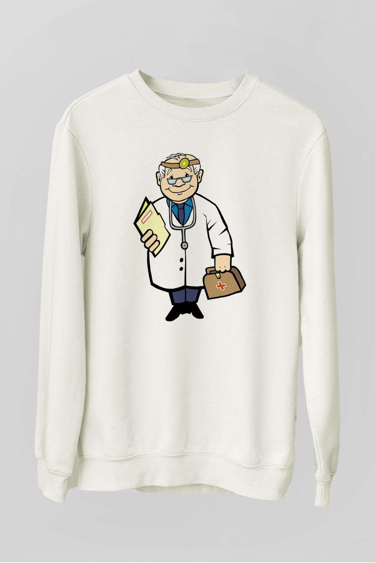 Doktor Beyaz Unisex Sweatshirt