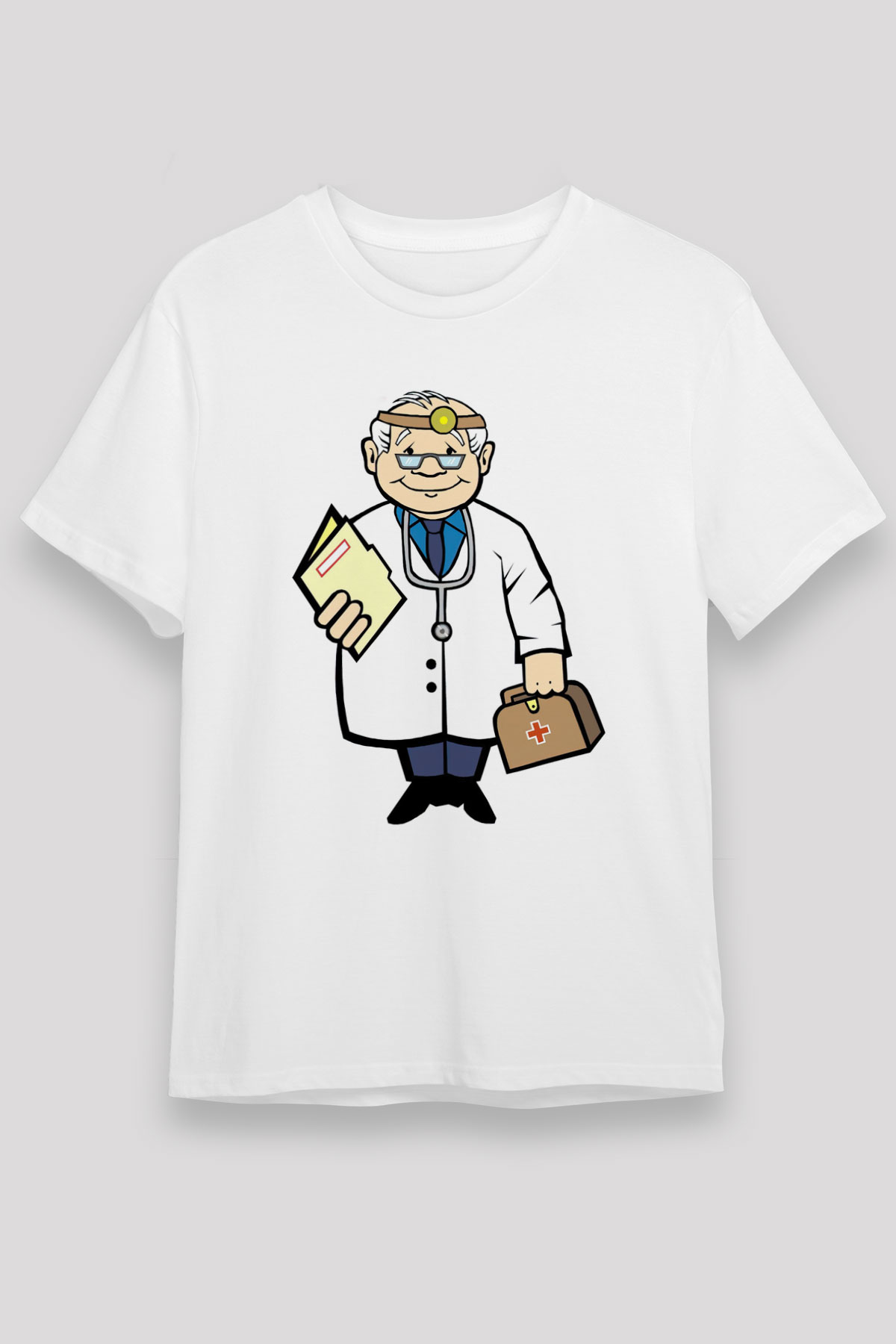 Doktor Beyaz Unisex Tişört T-Shirt - TişörtFabrikası