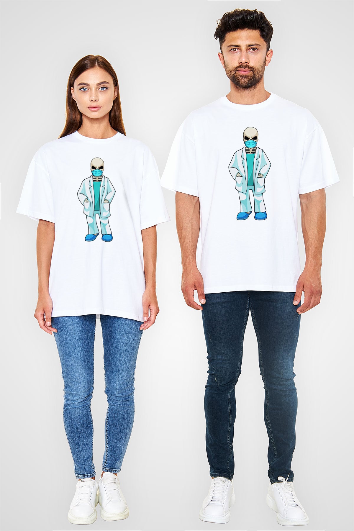 Doktor Beyaz Oversize Tişört Oversize T-shirt - TişörtFabrikası