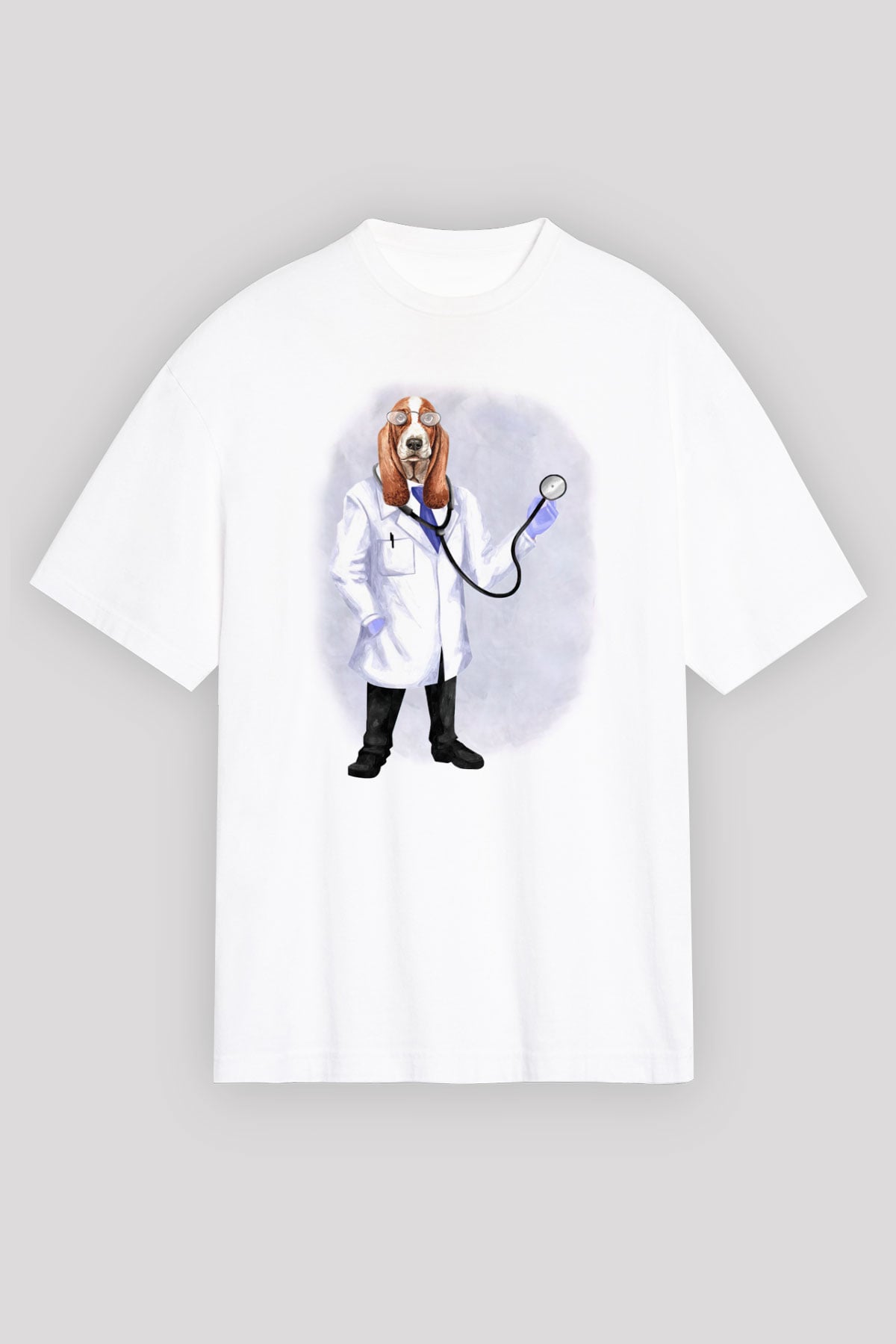 Doktor Beyaz Oversize Tişört Oversize T-shirt - TişörtFabrikası