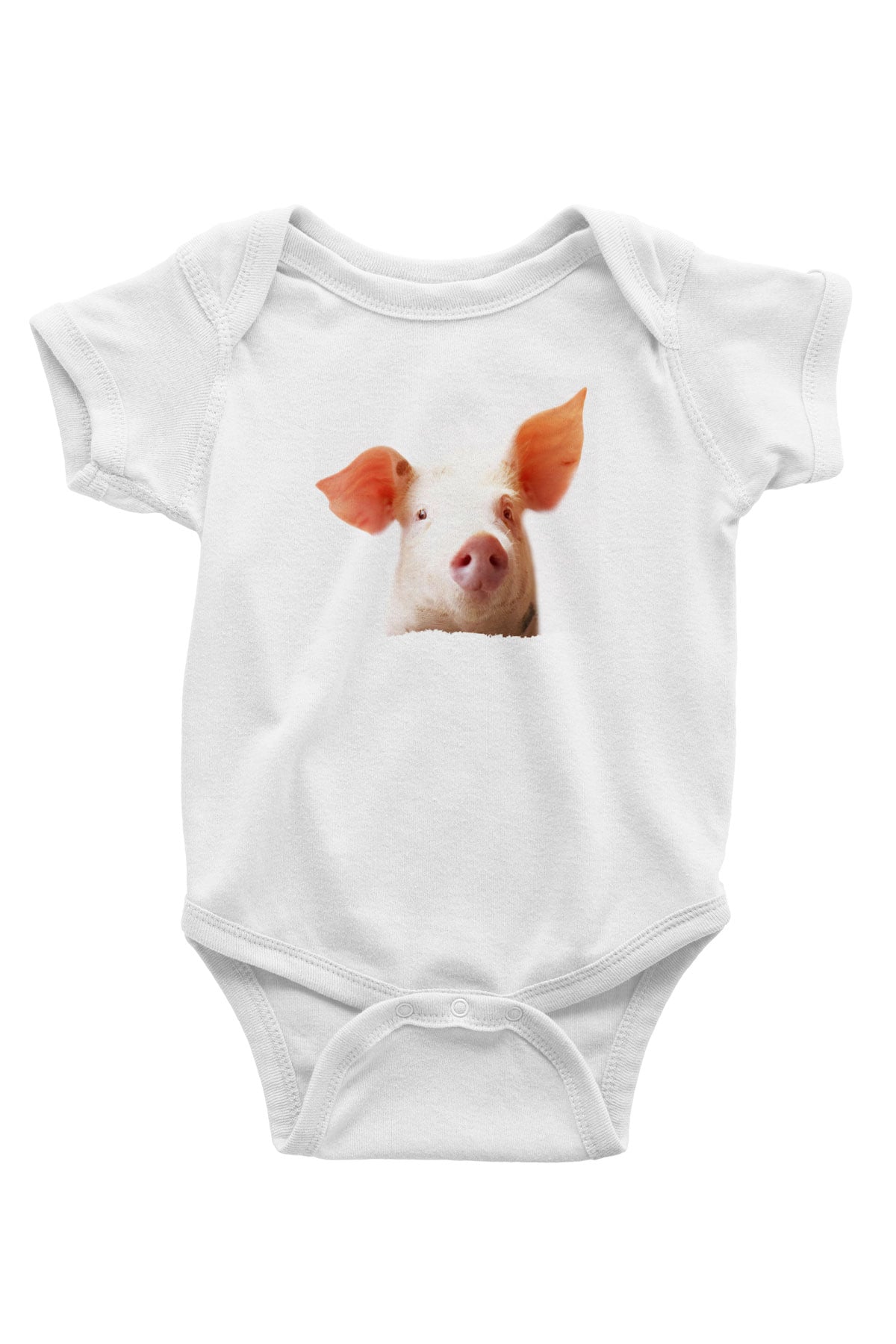 Domuz Beyaz Bebek Body - Zıbın
