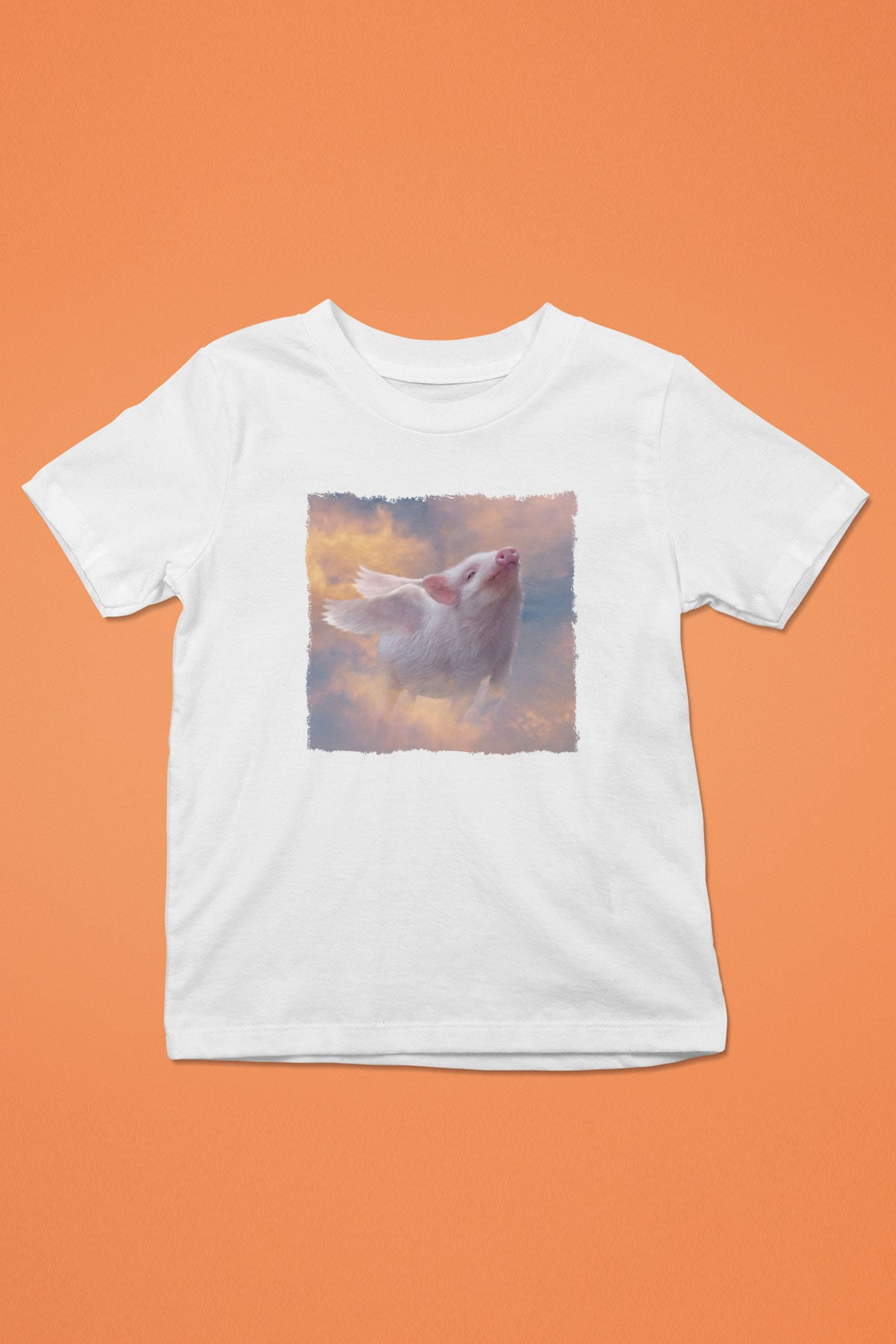 Domuz Beyaz Unisex Çocuk Tişört