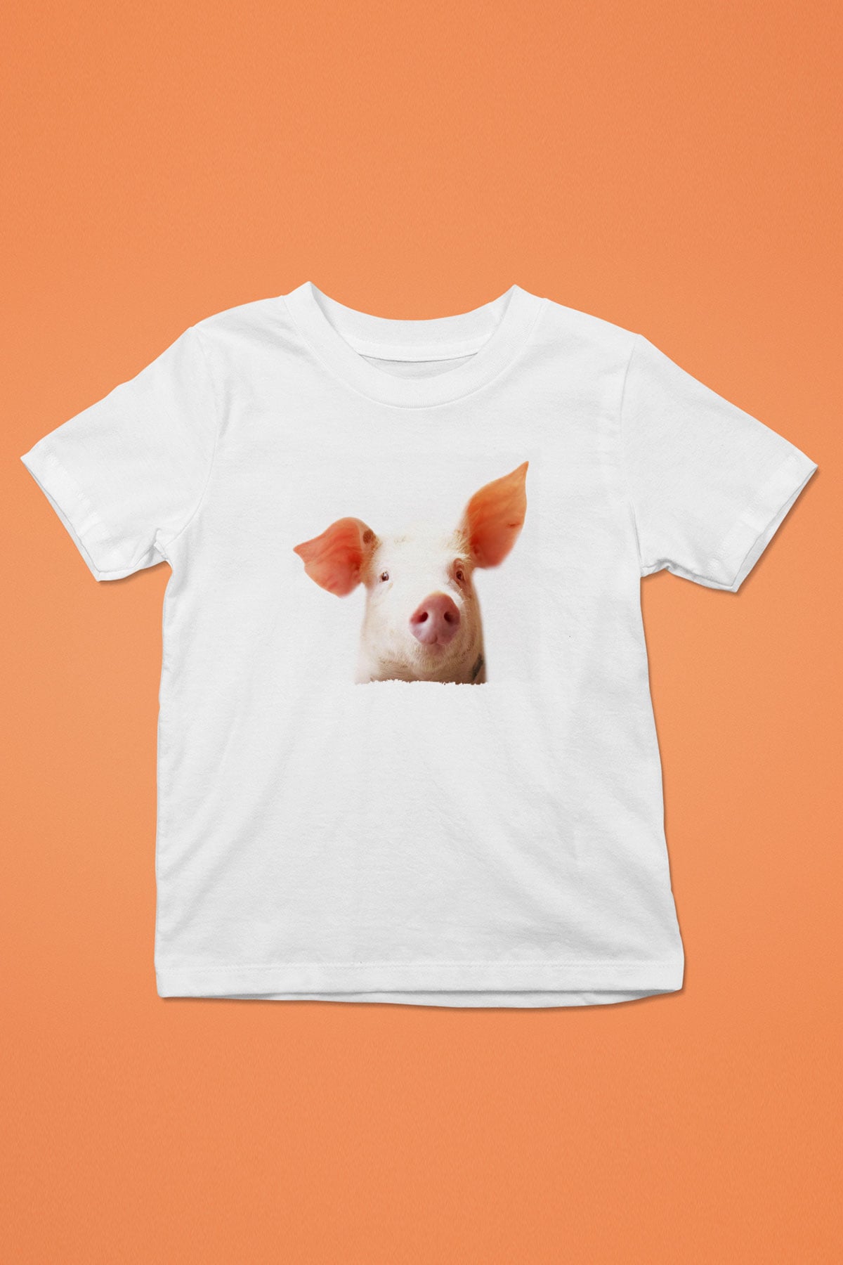 Domuz Beyaz Unisex Çocuk Tişört