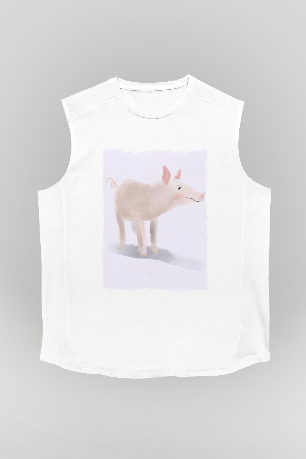 Domuz Beyaz Unisex Kolsuz Tişört