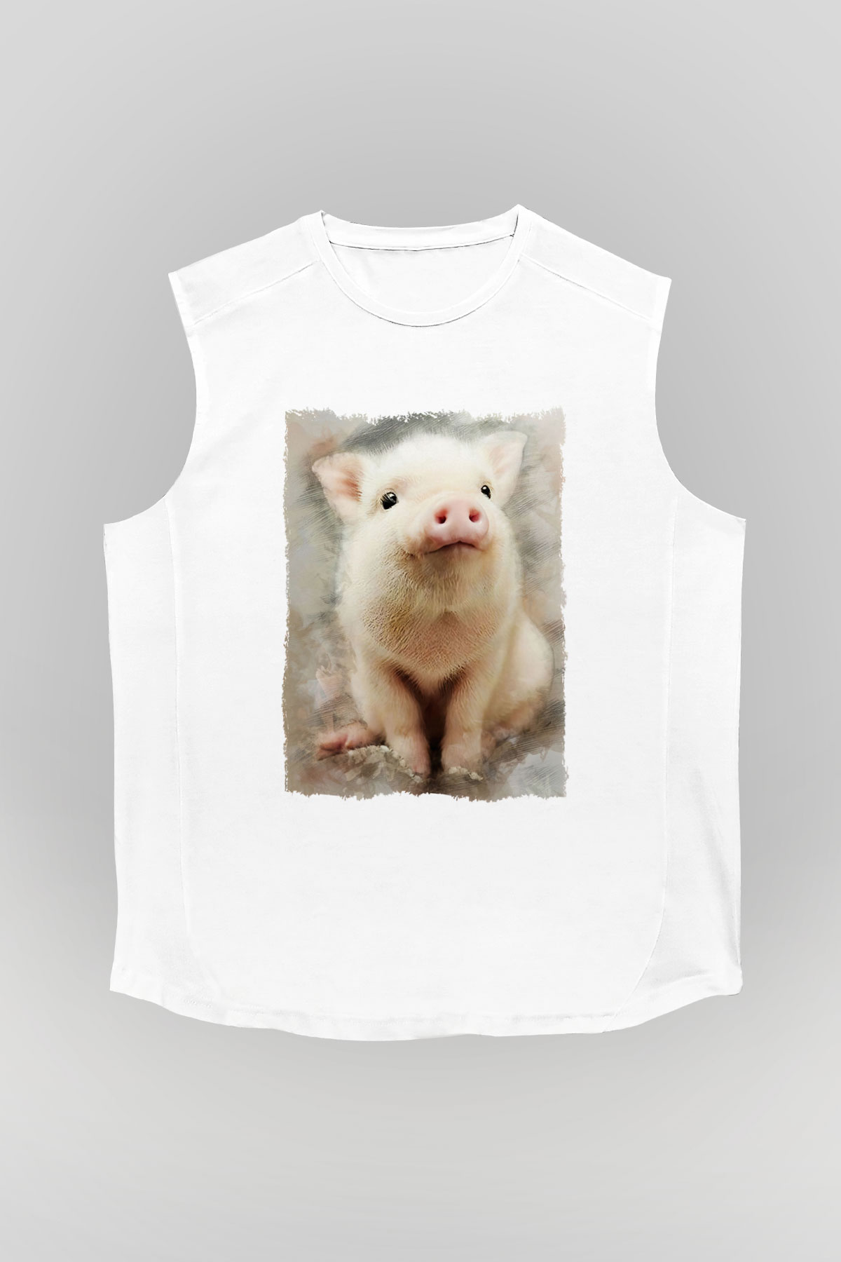 Domuz Beyaz Unisex Kolsuz Tişört