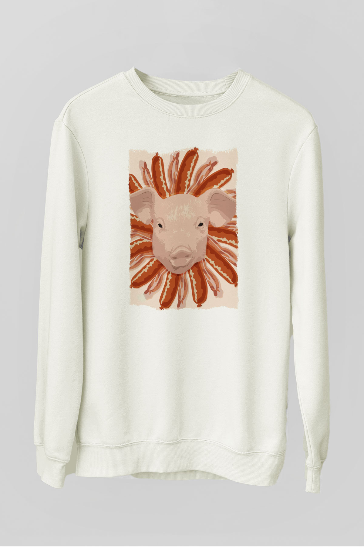 Domuz Beyaz Unisex Sweatshirt