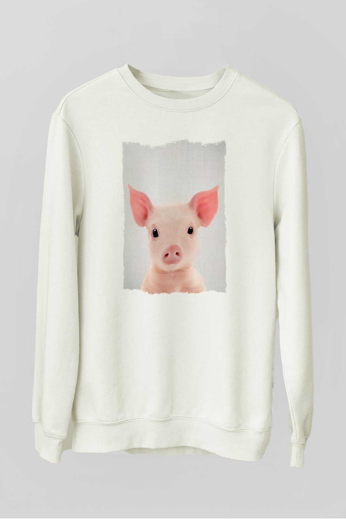 Domuz Beyaz Unisex Sweatshirt
