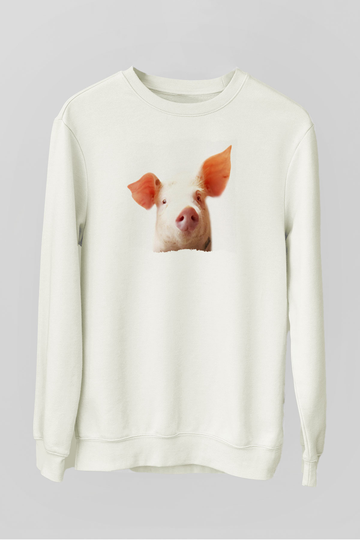 Domuz Beyaz Unisex Sweatshirt