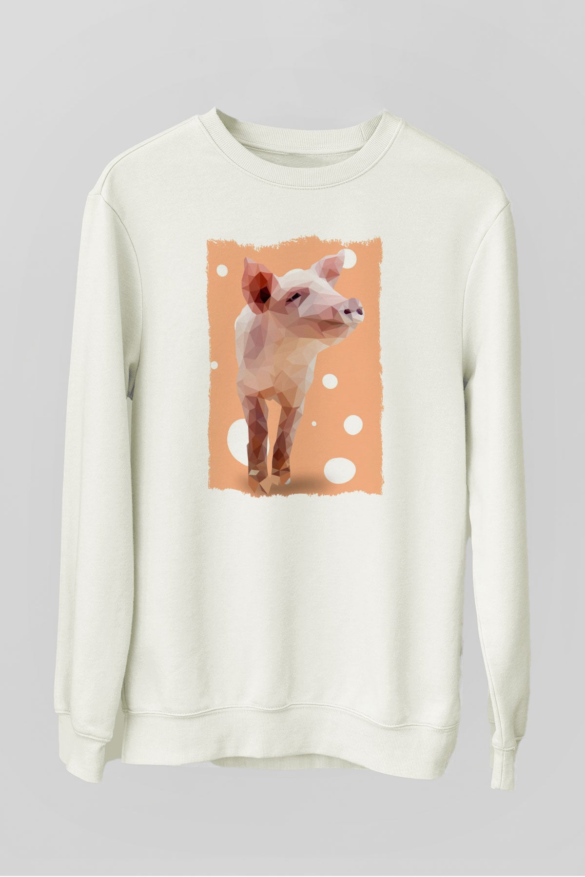 Domuz Beyaz Unisex Sweatshirt