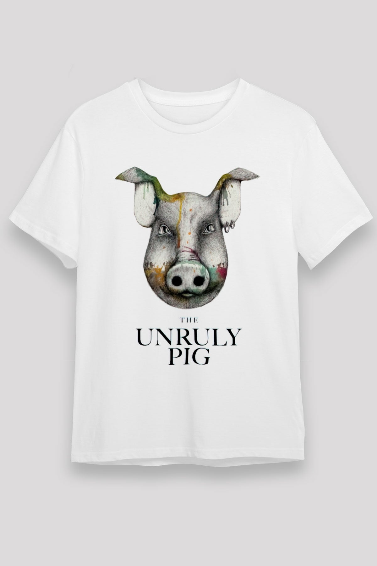 Domuz Beyaz Unisex Tişört T-Shirt - TişörtFabrikası