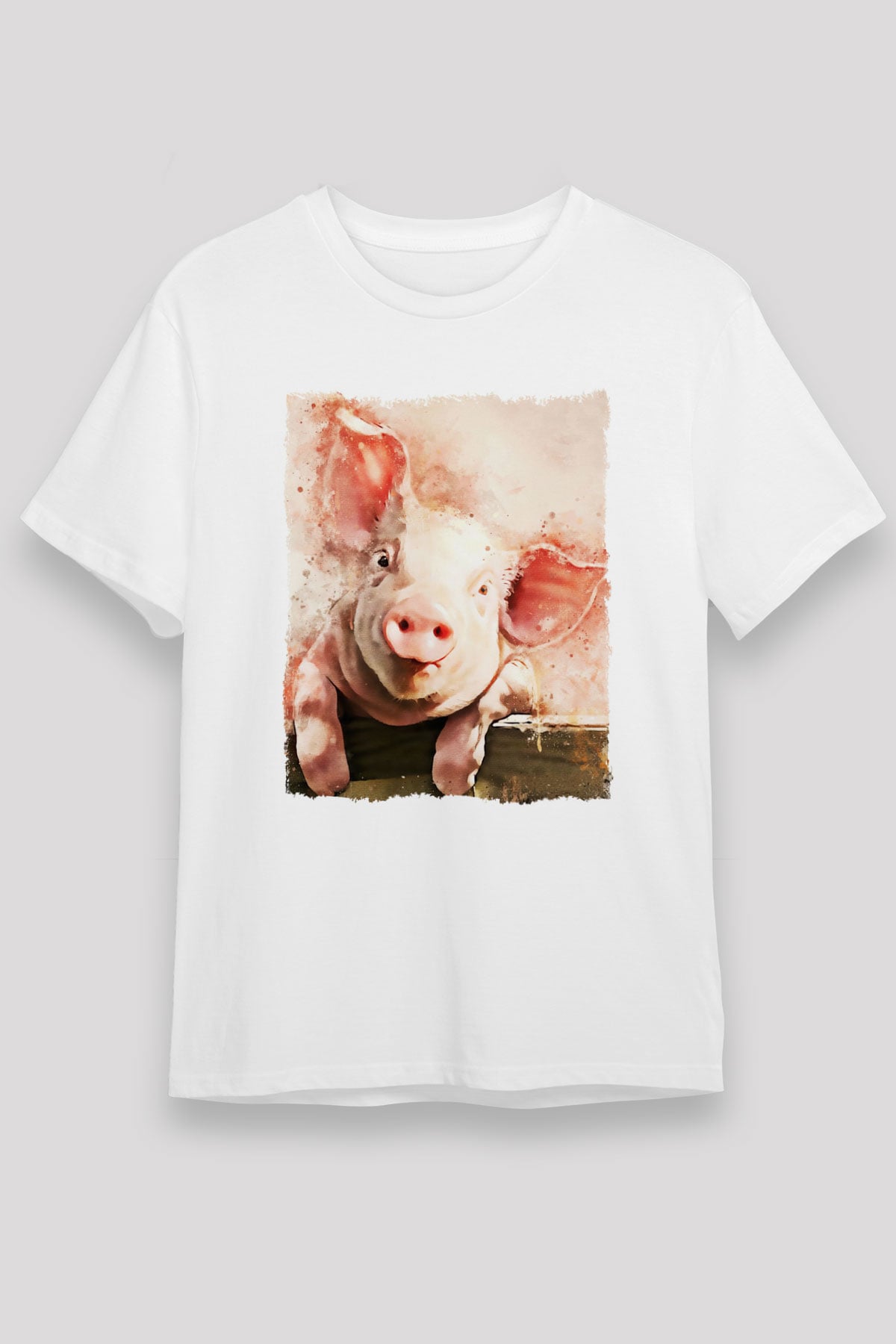 Domuz Beyaz Unisex Tişört T-Shirt - TişörtFabrikası