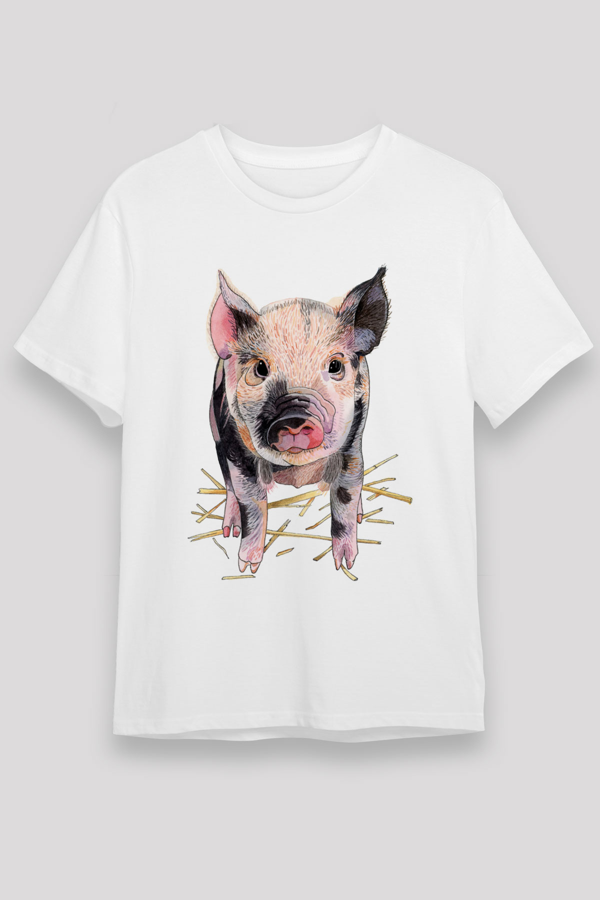 Domuz Beyaz Unisex Tişört T-Shirt - TişörtFabrikası