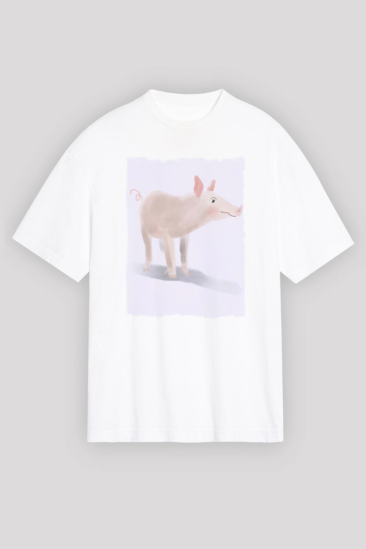 Domuz Beyaz Oversize Tişört Oversize T-shirt - TişörtFabrikası