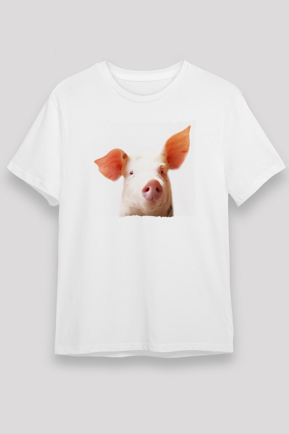 Domuz Beyaz Unisex Tişört T-Shirt - TişörtFabrikası
