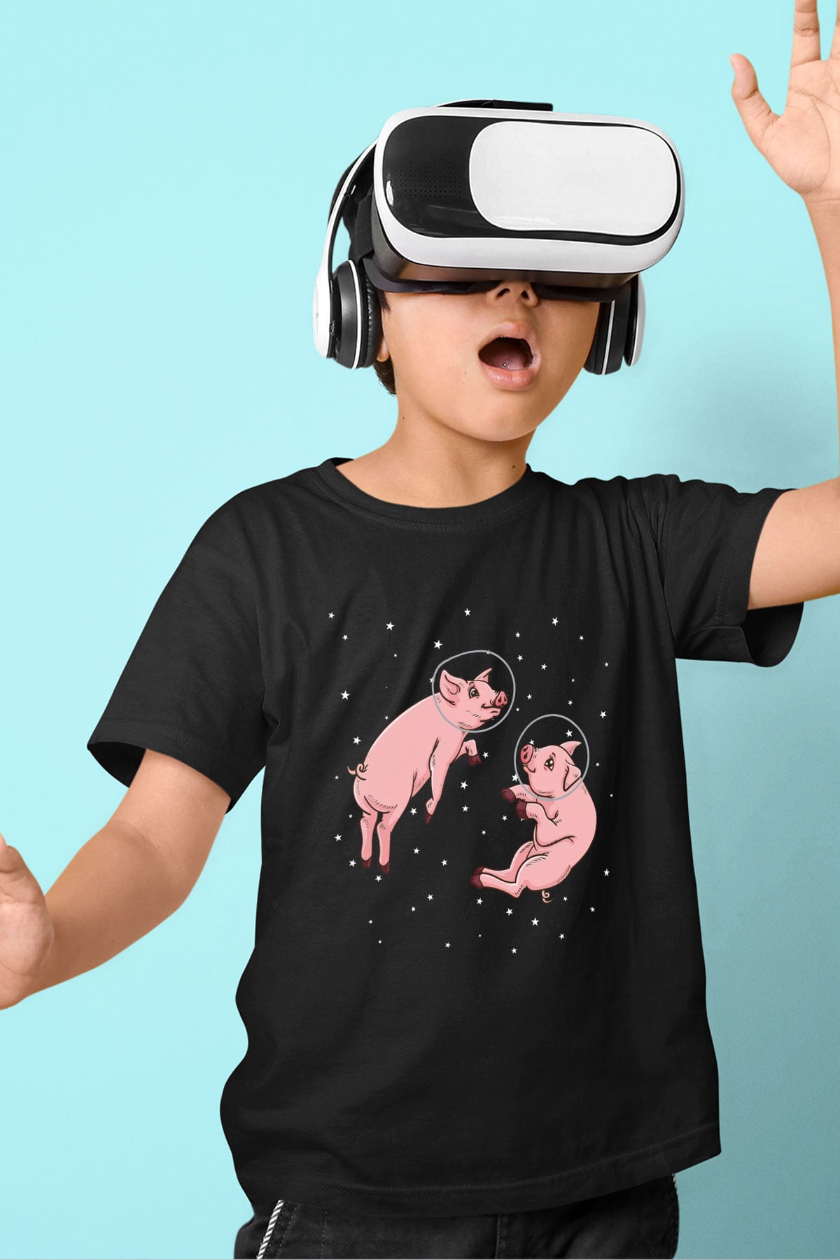 Domuz Siyah Unisex Çocuk Tişört