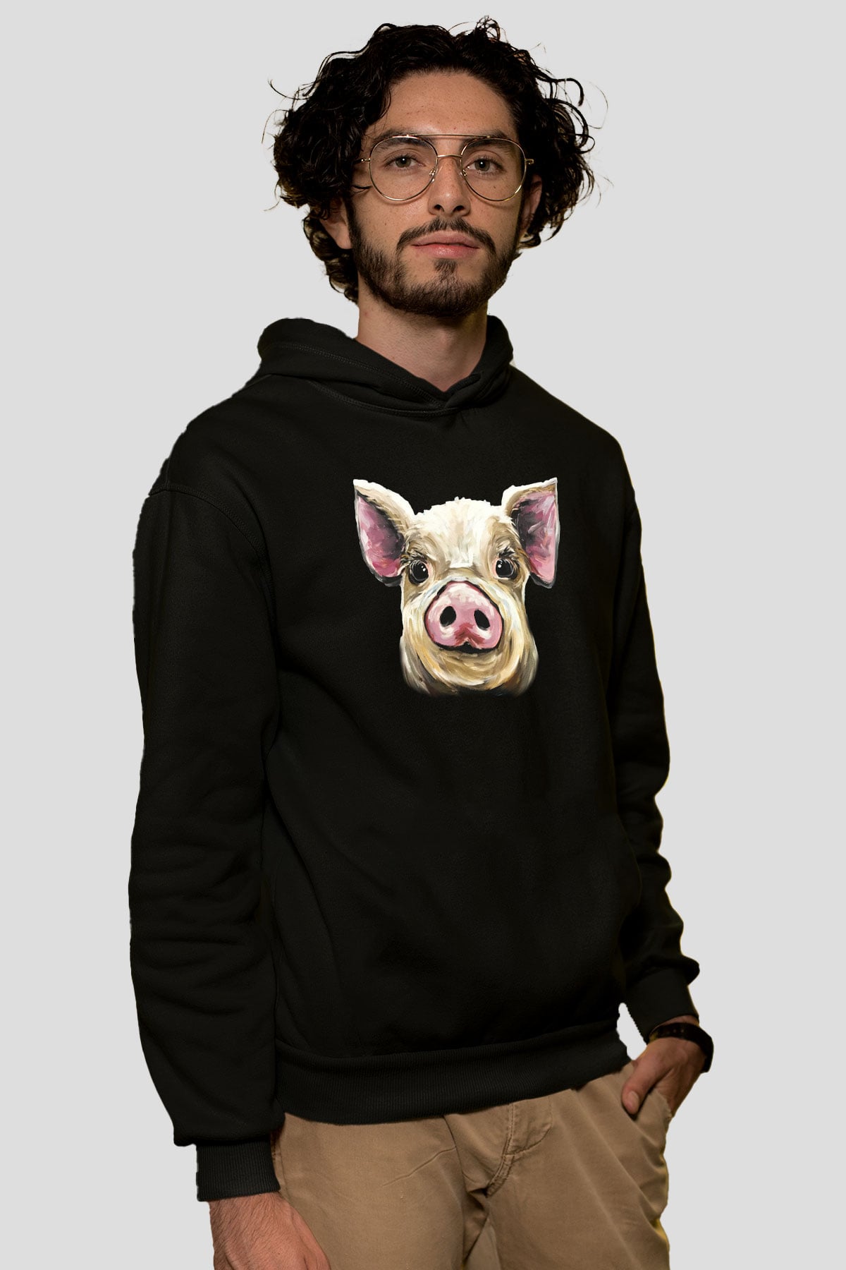 Domuz Siyah Unisex Hoodie