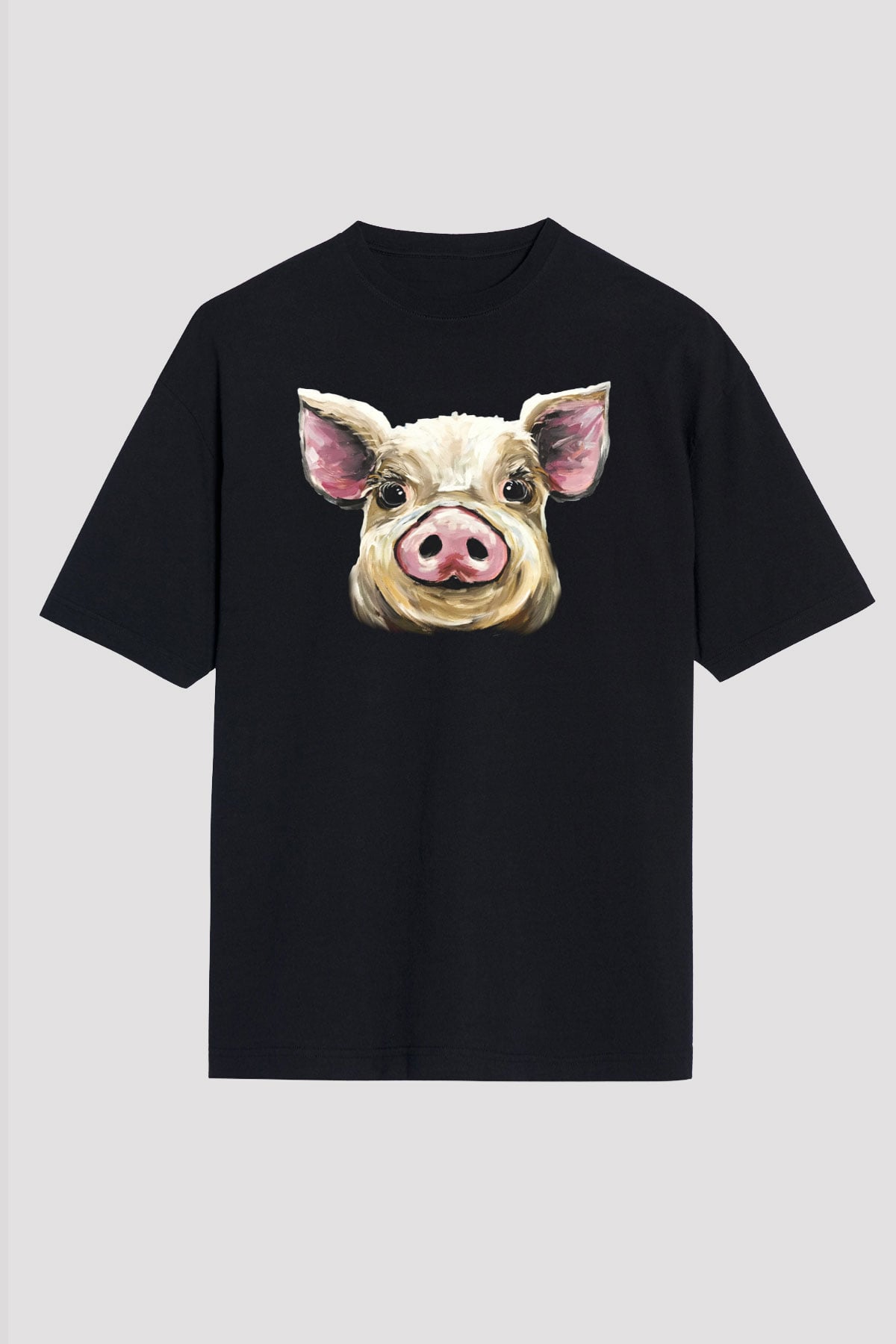 Domuz Siyah Unisex Oversize Tişört T-Shirt