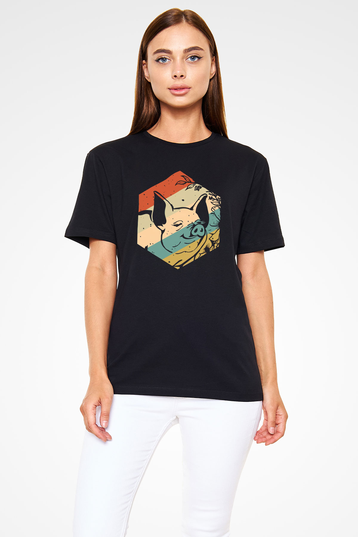 Domuz Siyah Unisex Tişört T-Shirt - TişörtFabrikası
