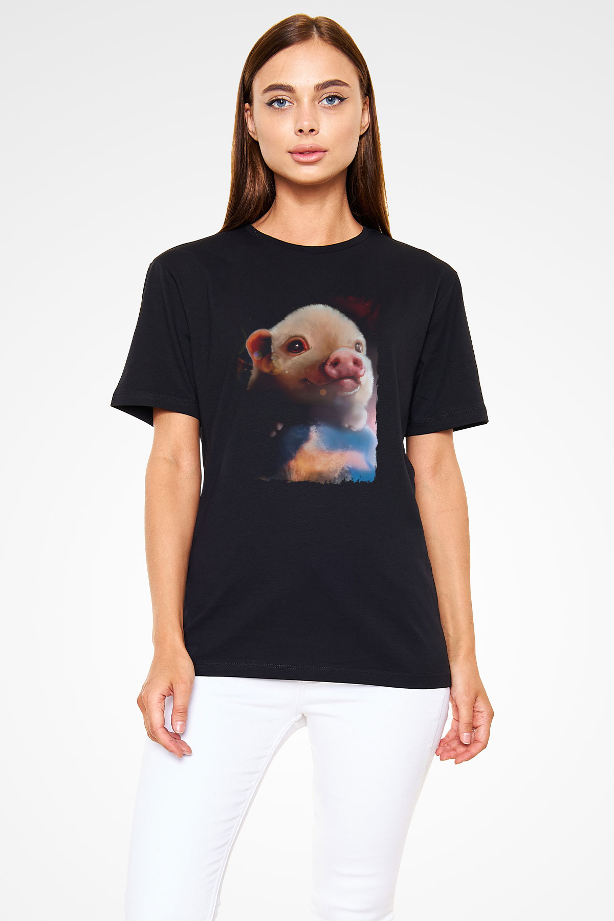 Domuz Siyah Unisex Tişört T-Shirt - TişörtFabrikası