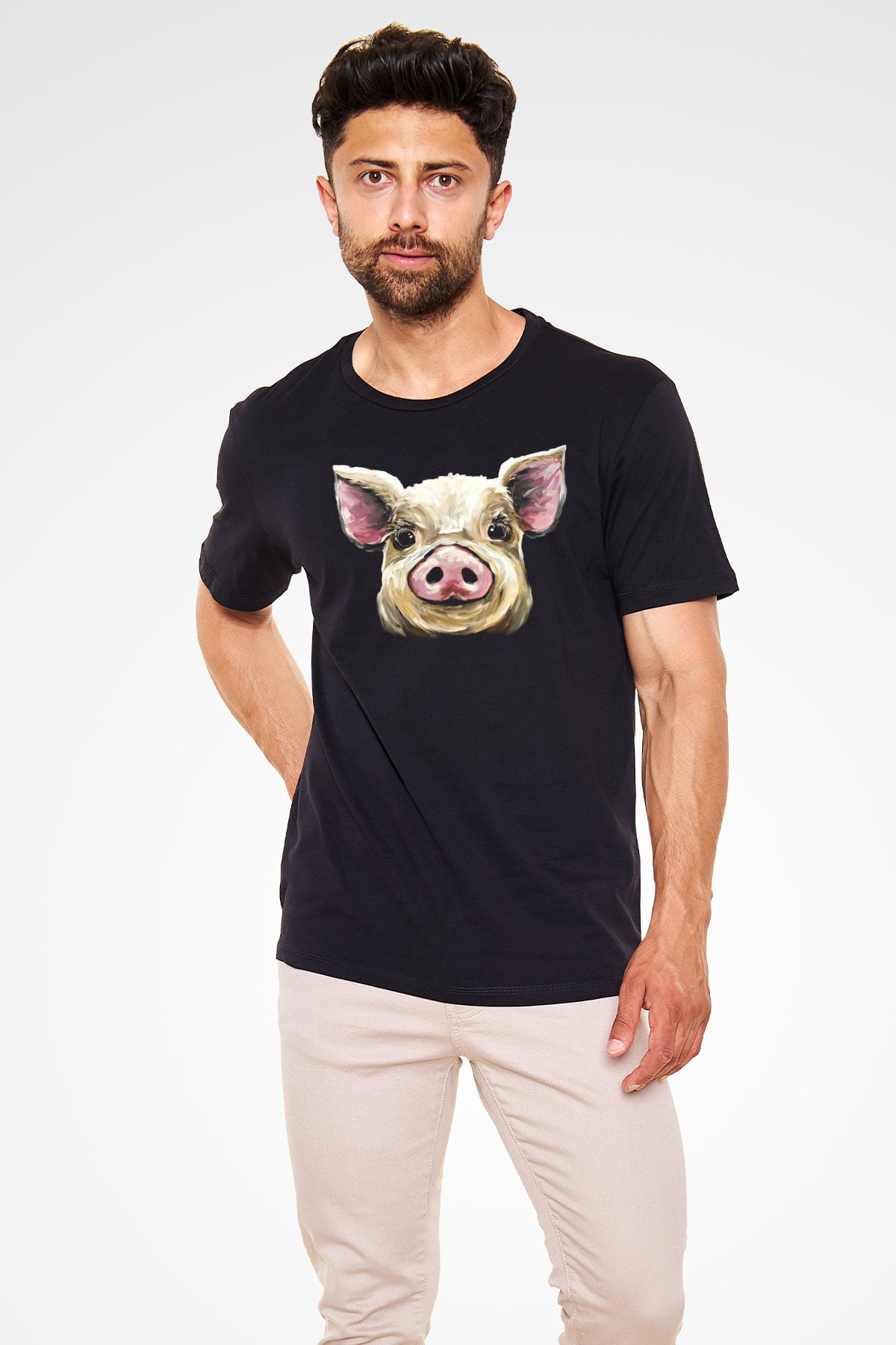 Domuz Siyah Unisex Tişört T-Shirt - TişörtFabrikası