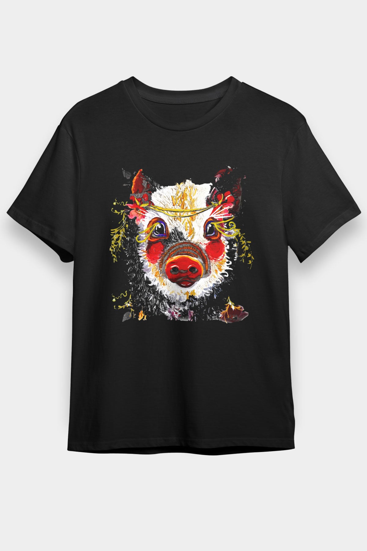 Domuz Siyah Unisex Tişört T-Shirt - TişörtFabrikası