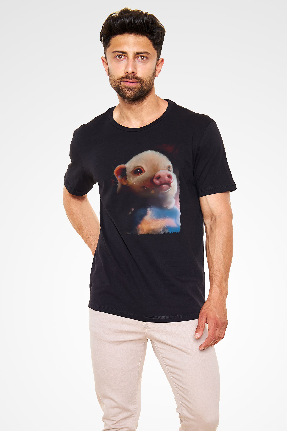 Domuz Siyah Unisex Tişört T-Shirt - TişörtFabrikası