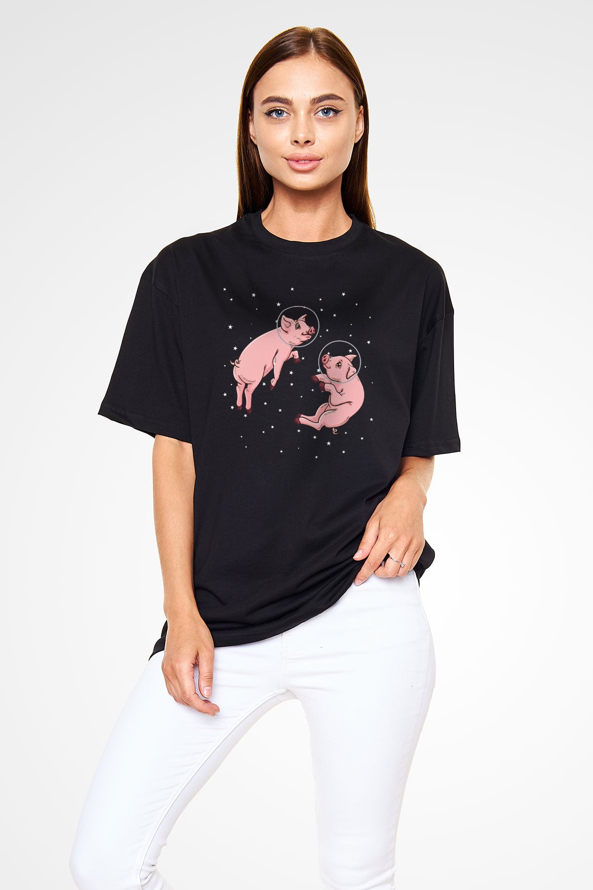 Domuz Siyah Oversize Tişört Oversize T-shirt - TişörtFabrikası