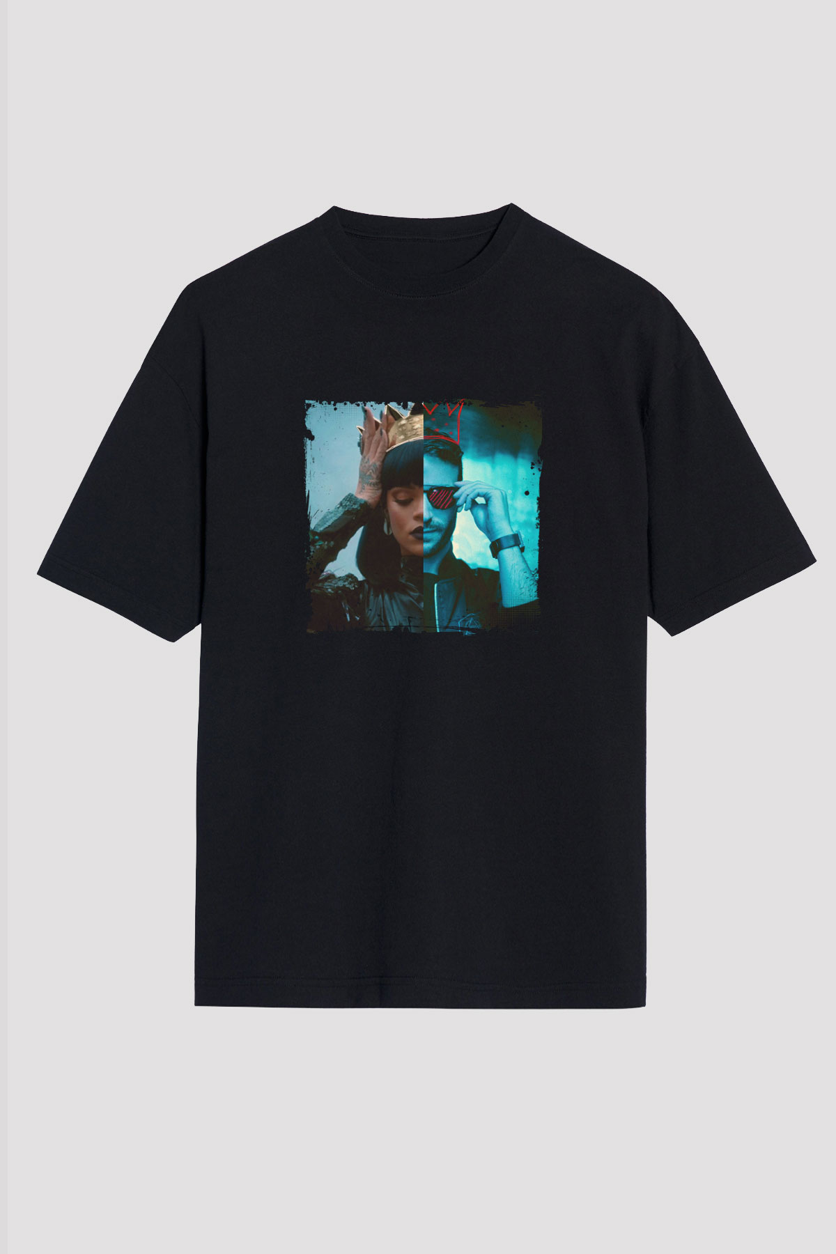 Don Diablo Baskılı Unisex Oversize Siyah Tişört
