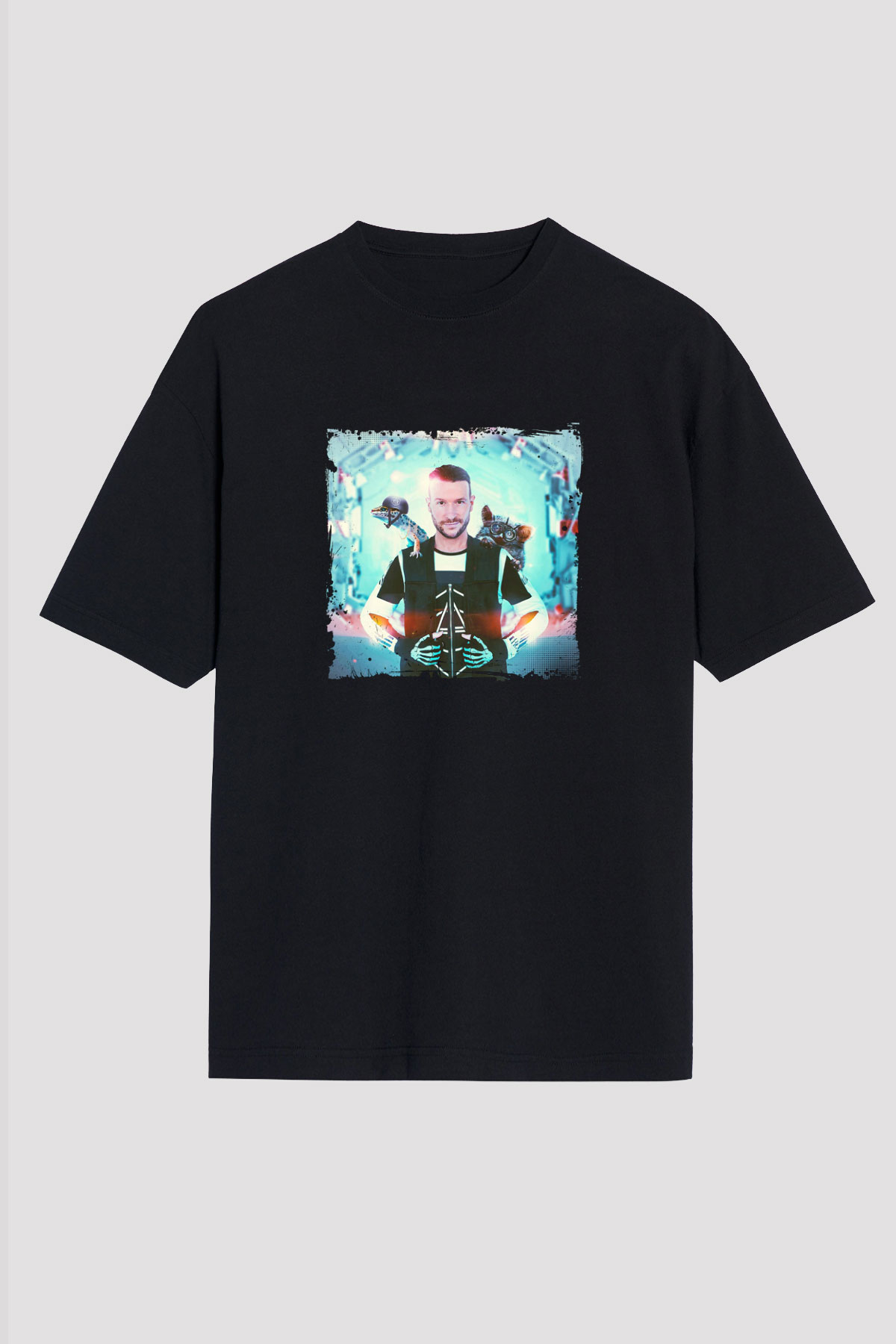 Don Diablo Baskılı Unisex Oversize Siyah Tişört