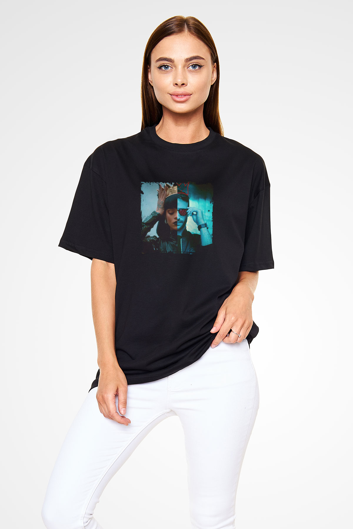 Don Diablo Baskılı Unisex Oversize Siyah Tişört