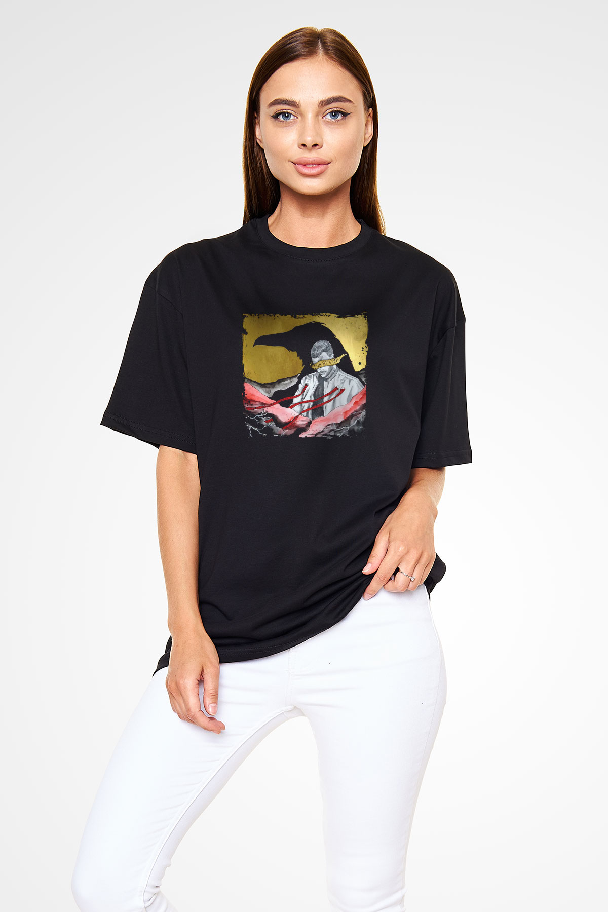 Don Diablo Baskılı Unisex Oversize Siyah Tişört