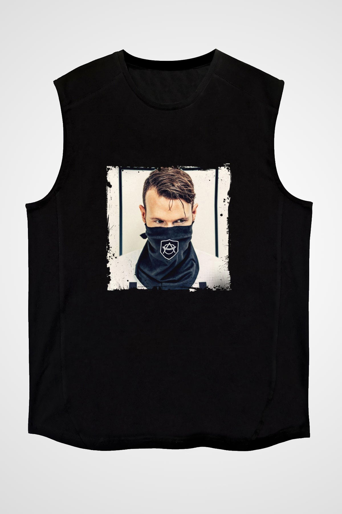 Don Diablo Baskılı Unisex Siyah Kolsuz Tişört