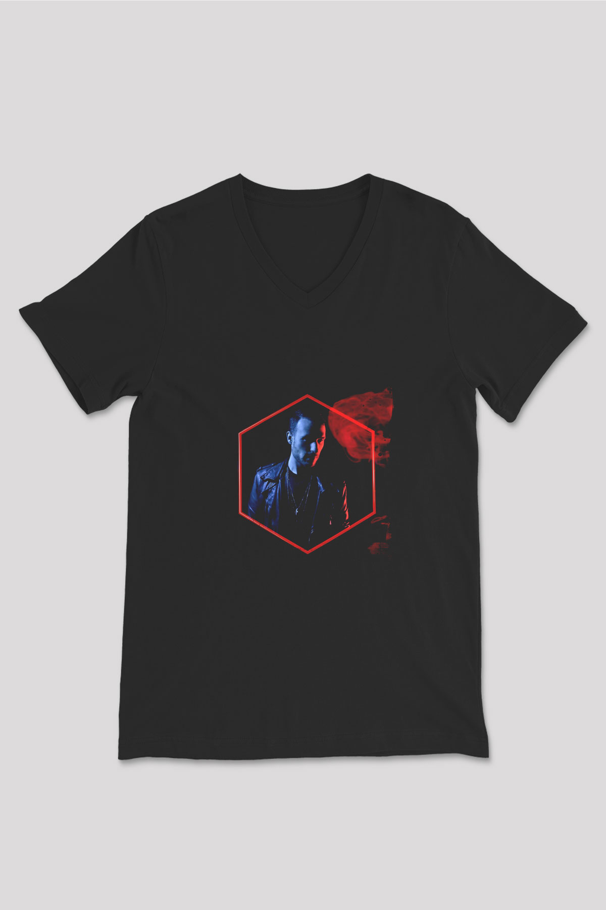 Don Diablo Baskılı Unisex Siyah V Yaka Tişört