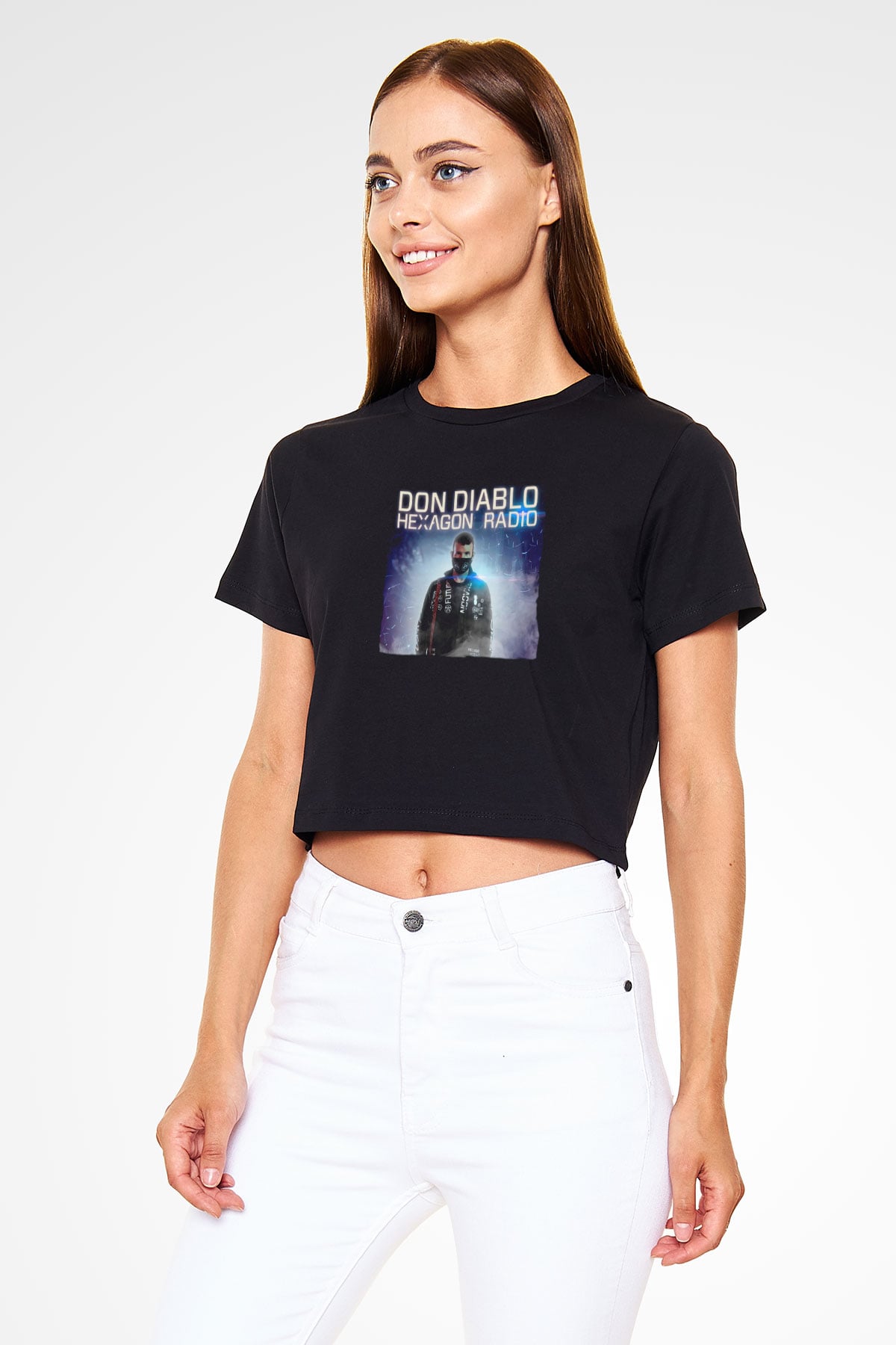 Don Diablo Siyah  Crop Top Tişört