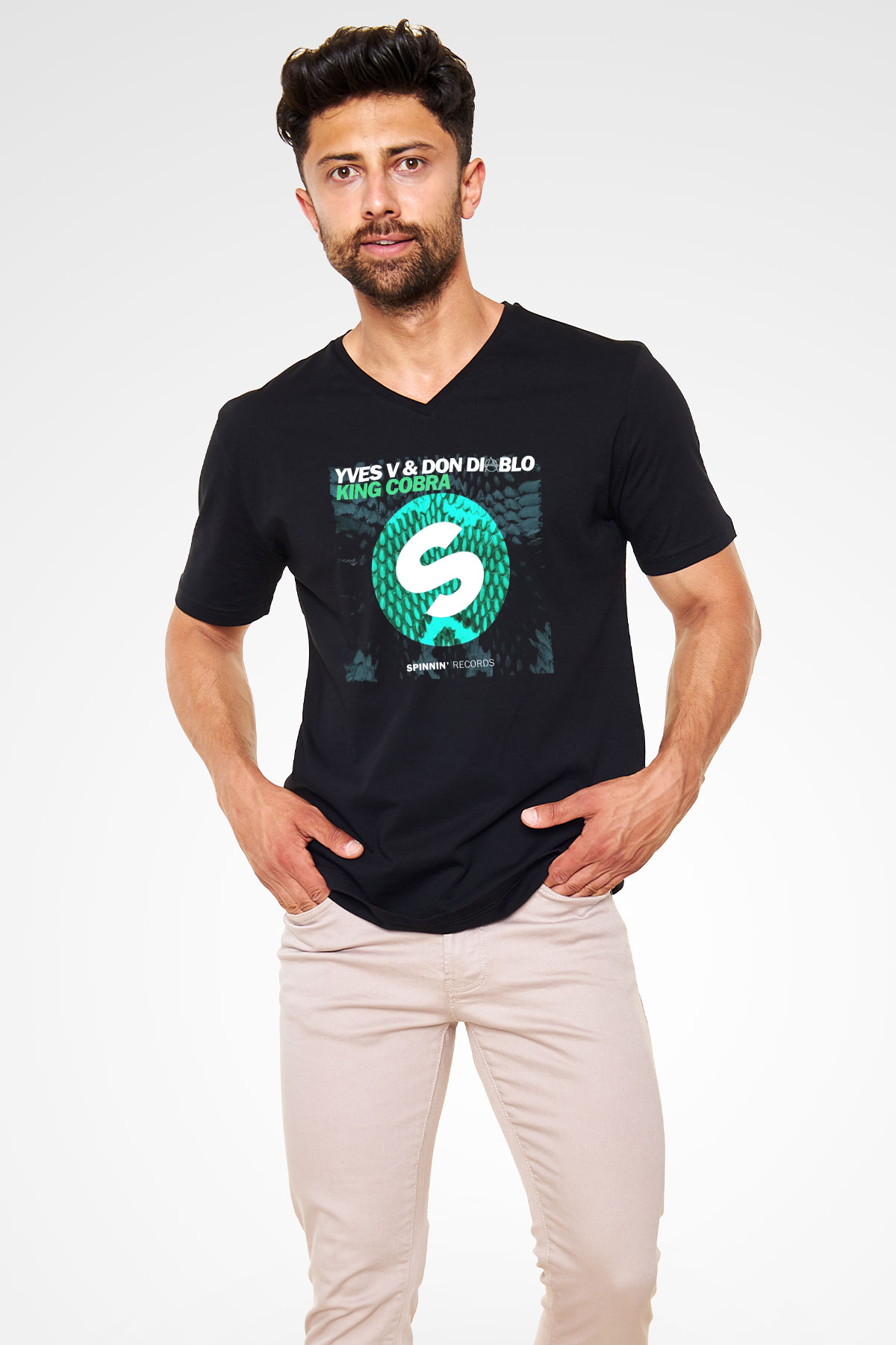 Don Diablo Siyah Unisex V Yaka Tişört T-Shirt
